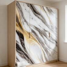 1 Roll Black Grey Marble Texture Kitchen Decorative Sticker, Peel And Stick Self-Adhesive Wallpaper, Suitable For Cabinets, Countertops, Desktops - Easy To Install, Removable, Suitable For Kitchen, Bedroom, Living Room Home Decor, Modern Popular Marble Style Renovation - Black and Gray Marble - View 5