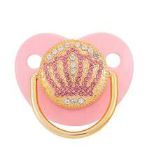 Baby Gift: Baby Pacifier With Rhinestone Pacifier Clip, Princess Style,  Silicone Soothing Pacifier For Newborns - Gold Pacifier Clip - View 11