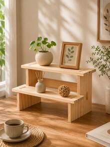 1pc Multi-Layer Wooden Shelf, 2/4 Tier Desktop Storage Rack, For Displaying Small Statues, Perfumes, Succulents And Green Plants, Window Sill Display Shelf, Aromatherapy Display Rack - Wood Color - View 6
