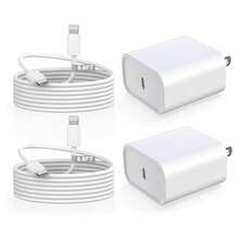 20W 充電器套組 快充適配器 + 6.6英呎/200公分高效數據傳輸充電線 適用於 iPhone 14/13/12/11/XS/XR/8/7/6/ 系列 高效牆插快充套組 - 查看 2