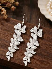 1 Pair Minimalist Long Exquisite Creative Floral Plant Alloy Women's Dangle Earrings - Silver - View 5
