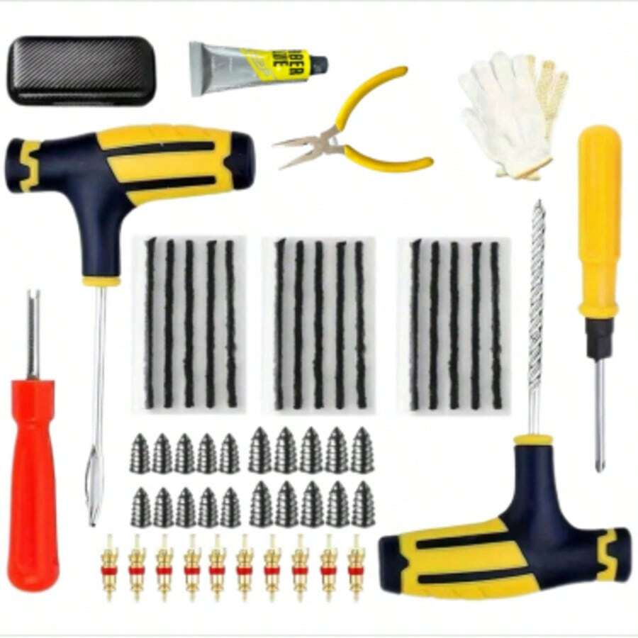 Universal Vacuum Tire Repair Kit - Car, Motorcycle, Bicycle, Truck Emergency Tire Patching - Portable Quick Repair