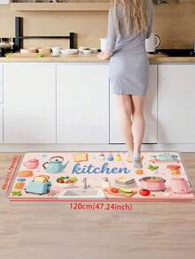 1件馬卡龍粉色廚房墊，清新馬卡龍防滑條紋地板墊，甜美風格浴室墊適用於居家/廚房，耐污耐油廚房墊，客廳地毯，臥室地毯，廚房地毯，適用於客廳、餐廳、廚房、水槽前、室內玄關裝飾，適合派對、節日、聚會、禮物、晚餐派對，地毯、門墊、廚房墊、區域地毯、廚房用品、廚房裝飾、廚房墊、廚房地板墊、廚房套裝、泡沫墊 - 水彩廚房小物 - 查看 14