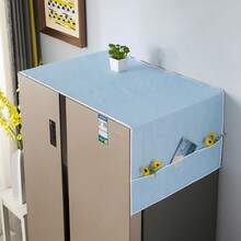 Funda antipolvo impermeable de PEVA para refrigerador con bolsillos de almacenamiento laterales, protector de parte superior de nevera, organizador de cocina - Ver 27