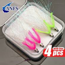 ANFS 4pcs Streamlined Fly Fishing Lures With Fly Box, -Bass Trout Fly Fishing Gift Set, Suitable For Fishing Enthusiasts And Fly Fishers - Multicolor - View 3
