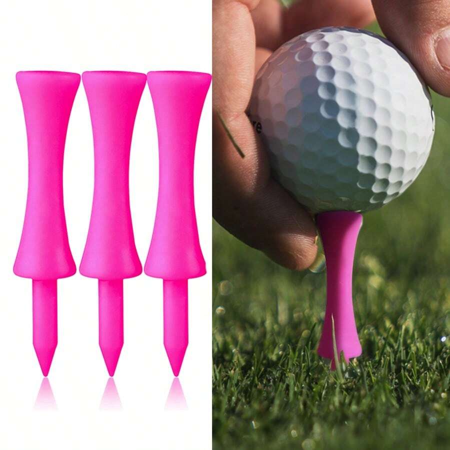 FINGER TEN Plastic Golf Castle Tees Value 10 Pack, Bright 2 3/4 Inch Orange & 2 1/4 Inch Pink With Step Down Design & Consistent Height For Men Women Golfers - Rose Red - View 1