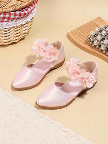 New Sweet Princess Shoes For Girls, Spring/Summer Fashion Pink Lace Flower Design Flat Shoes - Pink - View 1