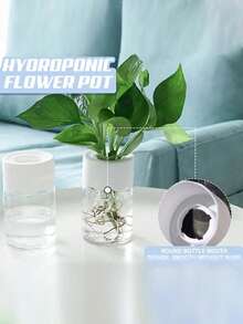 Mini Hydroponic Flower Pot Home Decor Vase Transparent Glass-Like Soilless Plant Pot Green Plant Pot Home Decoration Gardening Gift - A - View 4