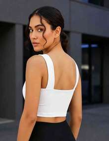 Women's Cropped Top In Spandex With Padded Cups, Super Comfortable, Summer Fashion. - Blanco 2 - Ver 4