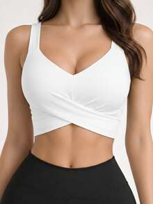Women's Cropped Top In Spandex With Padded Cups, Super Comfortable, Summer Fashion. - Blanco 2 - Ver 1