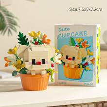 Micro Particle Building Blocks Dessert Pet Potted Plant Set, Red Panda Capybara Bear DIY Assembly Decor, Educational Healing Desktop Ornament, Student Birthday Gift Party Favor, Suitable For Children Building Block Collection Enthusiasts - 彩色 - 查看 14
