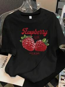 Top de mujer de manga corta y cuello redondo con estampado RASS sobre fondo liso, apto para todas las estaciones. - Negro - Ver 1