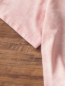 夏季女款圓領短袖T恤，卡通女孩持傘字母印花設計，休閒舒適百搭寬鬆落肩 1 件裝粉色上衣 - 粉色 - 查看 7