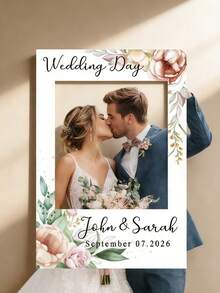 Personalized Wedding Party Photo Booth Props, Customized Name Holiday Photo Frame, Suitable For Anniversary, Gift Party, Birthday Party, Wedding Photo Booth Props, Event Decoration, Celebration Props, Customized Sign, Theme Party Supplies, Lightweight Frame, Reusable Decoration, Party Accessories - Multicolor - View 15