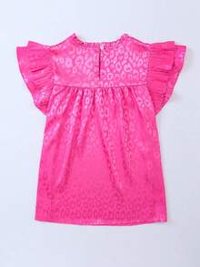 Women's Blouse 2026, New Summer Fashion, Versatile, Printed, With Ruffled Sleeves And Wavy Neck - 亮粉 - 查看 2