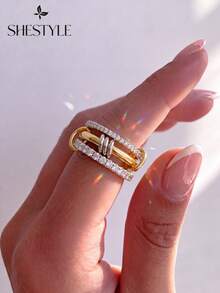1 pieza Anillo apilable de platino, apto para plata de ley 925, joya de estilo elegante europeo y americano como regalo - entrelazado - Ver 4