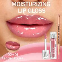 Pudaier 1pc Lip Glaze + 1pc Lip Liner Set, High-Shine Mirror Finish, Moisturizing Lipstick, Define Perfect Lip Shape, Create Diverse Lip Looks, Suitable For Women And Girls, Spring/Summer Graduation Season Gift - 02+01 - View 7