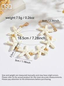 OOQ 1pc Summer Beach Vacation Style Handmade 3D Starfish Chain Bracelet, Elegant Versatile Women's Fashion Bracelet, Suitable For Daily, Holiday, Travel Wear (Handmade Raffia Weave, Random Direction And Shape) - White - View 2
