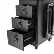 TFCFL 1 Pcs Black Rolling Makeup Case With 3 Side Drawers, Makeup Case With 4 Universal Wheels, Manganese Steel Makeup Case With Combination Lock For Make-Up Artists From Beginners To Professionals-Gift For Family, Friends, Birthdays, Mother's Day - View 8