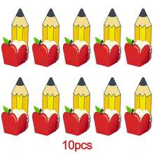10Set(10Cajas+10Tarjetas) Cajas de regalo de dibujos animados con forma de lápiz y manzana, cajas de regalo de papel con diseño de concha de sirena, cajas de golosinas con diseño de oveja y globo, mini cajas de envoltura de regalo para cumpleaños de verano, baby shower, vuelta al colegio y recuerdos de fiesta - Caja de regalo - Ver 12