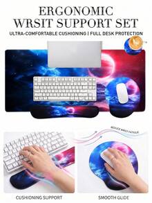 Game Mouse Pad Set, 4Pcs Large Table Pad+Wrist Mouse Pad+Keyboard Pad+Coaster, Non-Slip Rubber Base, Waterproof, Suitable For Office And Games - View 8