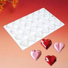 - Molde de silicona para mousse de chocolate, moldes de postres con forma de corazn y helado de 24 cavidades antiadherentes flexibles para hornear E Diamand - Diamante E - Ver 5