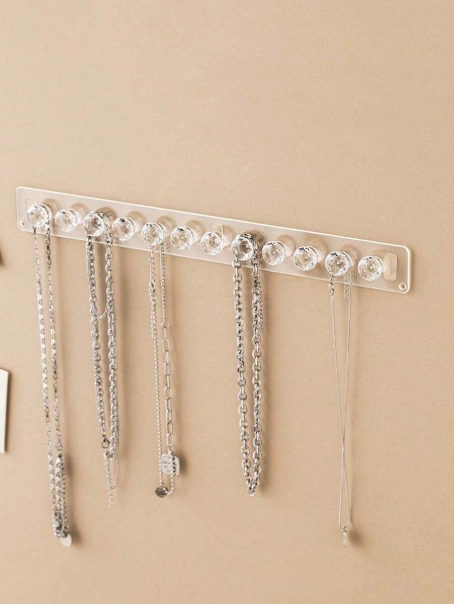 1pc Jewelry Storage Rack Necklace Bracelet Earring Hanging Rack Wall-Mounted Jewelry Holder Necklace Hanging Rack - Clear - View 1