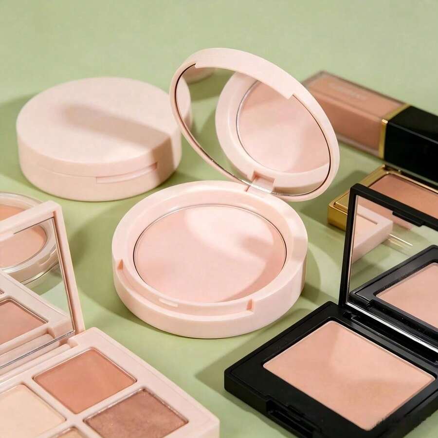 1pc 10g ABS Material Makeup Powder Case With Built-In Mirror And Sponge, Empty Cosmetic Dispenser Box For Loose Powder/Pressed Powder, Portable Makeup Container, False Eyelash Storage Box With Mirror Double Layer Powder Box DIY Pressed Powder Blush Box, Cosmetic Dispenser, Rose Gold And Pink Optional, Holiday Gift Choice, Halloween, Christmas, Holidays, Father's Day