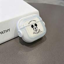 Disney Mickey Mouse "Do What Makes You Happy" Inspirational AirPods Case Cute Transparent Shockproof Shell With Rotating Bracket Compatible With AirPods 1/2/3/4 And Pro/Pro 2 Nd Generation Suitable For New AirPods Pro 3 Stocking Stuffers The Girlfriend. - Transparent - View 1