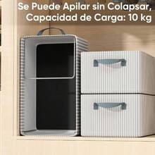 Organizador de Ropa 3 Piezas 47x28x20cm - Cajas de Almacenamiento de Tela Plegable, Apilables, Soporte de Acero, Tela Oxford Lavable Gris - Gris - Ver 6
