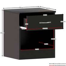 Home Discount Vida Designs Riano 1 Drawer Bedside Chest Cabinet Table Nightstand Coffee Sock Drawers Storage Organisation Display - Black - Black - View 4