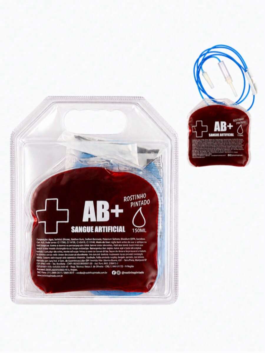 Sangue Artificial Falso Vermelho Profissional Maquiagem SFX Decoração Halloween Fantasias Cosplay Terror Efeito Realista Para Festas E Eventos - 150ml Bolsa - Visão 1