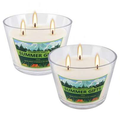 2/4/6/8 Pcs 14oz Citronella Candles, 3-Wick Soy Wax Outdoor Candles, Long Burning Scented Candles For Patio, Camping & Summer Nights, Summer Gifts For Outdoor Lovers