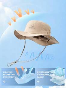 CAMEL CROWN Outdoor Casual Sports Fishing Hat, Wide Brim Sun Protection Hiking Hat - Khaki - View 4