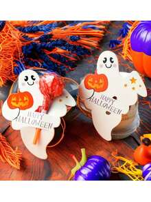 20 Stück Halloween Geister Kürbis Lutscher Dekoration aus Karton, Feiertags Party Geschenke, süßer Geister Süßigkeitenhalter und Feiertags Dekorationen, DIY Dekoration Karten, geeignet für Halloween Party Geschenke und Dekorationen, Halloween Party Zubehör, Trick or Treat Geschenke - Mehrere Stile - Übersicht 5