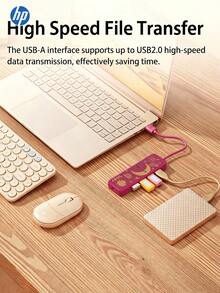 HP DHC-CT100D 4-In-1 Type-C Docking Station, 4K HDMI Projection, PD Fast Charging, USB 2.0 Hub Adapter, Converter Compatible With Apple MacBook & All Type-C Laptops, Rose Red - View 8
