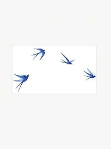 1pc Simple Watercolor Blue Patterned Flying Swallow Group Tattoo Sticker, Temporary Tattoo Sticker, Simulated Tattoo Design, Suitable For Travel, Music Festival, Games, Graduation Gifts, Lasts For 3-5 Days - Blue - View 4