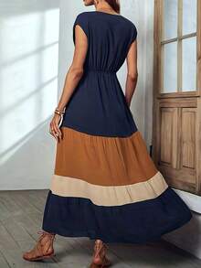 Vestido de Mujer con Bloques de Color - Azul - Ver 5