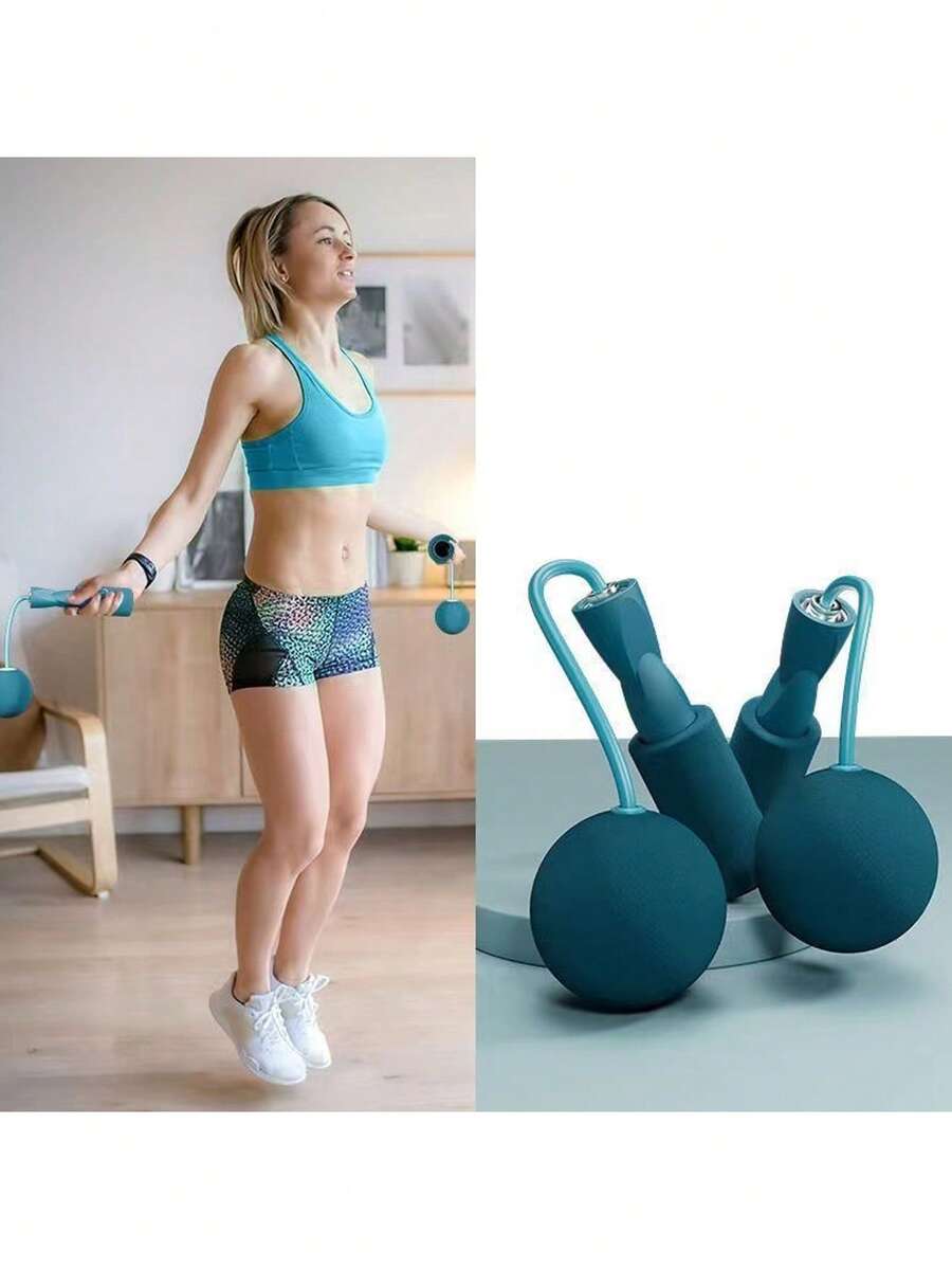 Cuerda de saltar con peso 2 en 1 con bola pesada, cuerda de saltar para deportes de interior - Multicolor - Ver 1