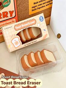 4pcs Cute Cartoon Snack Shaped Eraser Set, Writing Or Correction Tool, Office Supplies, Personalized Office Supplies, Personalized Stationery, Suitable For Office, School, Back To School Essentials - Simulated Snacks - View 9