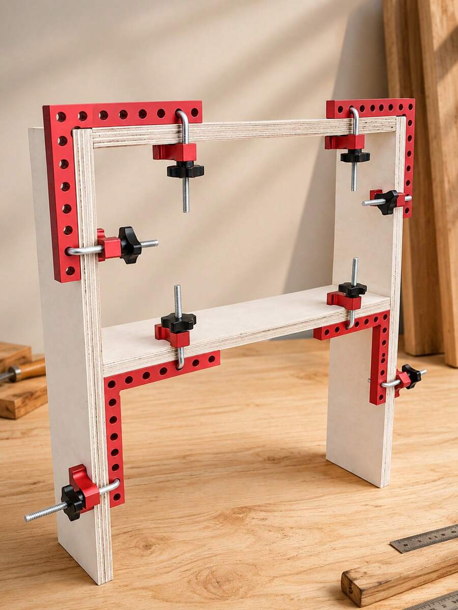 1 Set 140mm 90° Positioning Angle Ruler - Aluminum Alloy Square Clamp And Woodworking Angle Clamp | Precision Angle Fixing Tool For Cabinet Making, Furniture Assembly And DIY Woodworking Projects [Random Color]