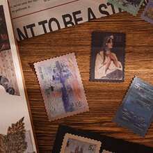 4pcs Vintage Postage Stamp Series Sticker Pack, Artistic Decorative Stickers For Scrapbooking, Planner, Journaling, DIY Arts And Crafts - 4 Sheets - View 9