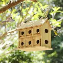 Bird Houses For Outside, 12 Hole Wooden Bird House For Bird Families, Hanging Birdhouse Nesting Box For Wren Finch Bluebirds, Outdoor Garden Bird Hotel - 1 - View 8