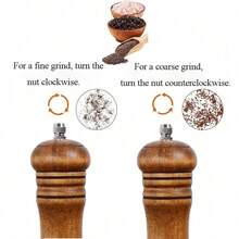 Wooden Salt And Pepper Grinder Set With Stand - Acrylic Window & Adjustable Ceramic Core - Manual Spice Mills For Cooking, BBQ, Kitchen Decor - Multicolor - View 7