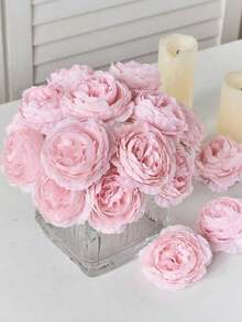 38pcs Artificial Pink Peony Flower Heads, Silk Artificial Flower Heads, Suitable For Wedding Party Decoration, Home, Living Room, Table Decoration, Floral Arrangement, Farmhouse Bohemian Wedding Table Centerpiece, Mother's Day Gift - Pink - View 6