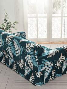 1pc Printed Ruffle Edge Full Coverage Elastic Sofa Cover, Dust-Proof And Stain-Resistant, Stretchable One-Piece Full Coverage Sofa Protector, Living Room Home Decor, Machine Washable - Royal Blue - View 5