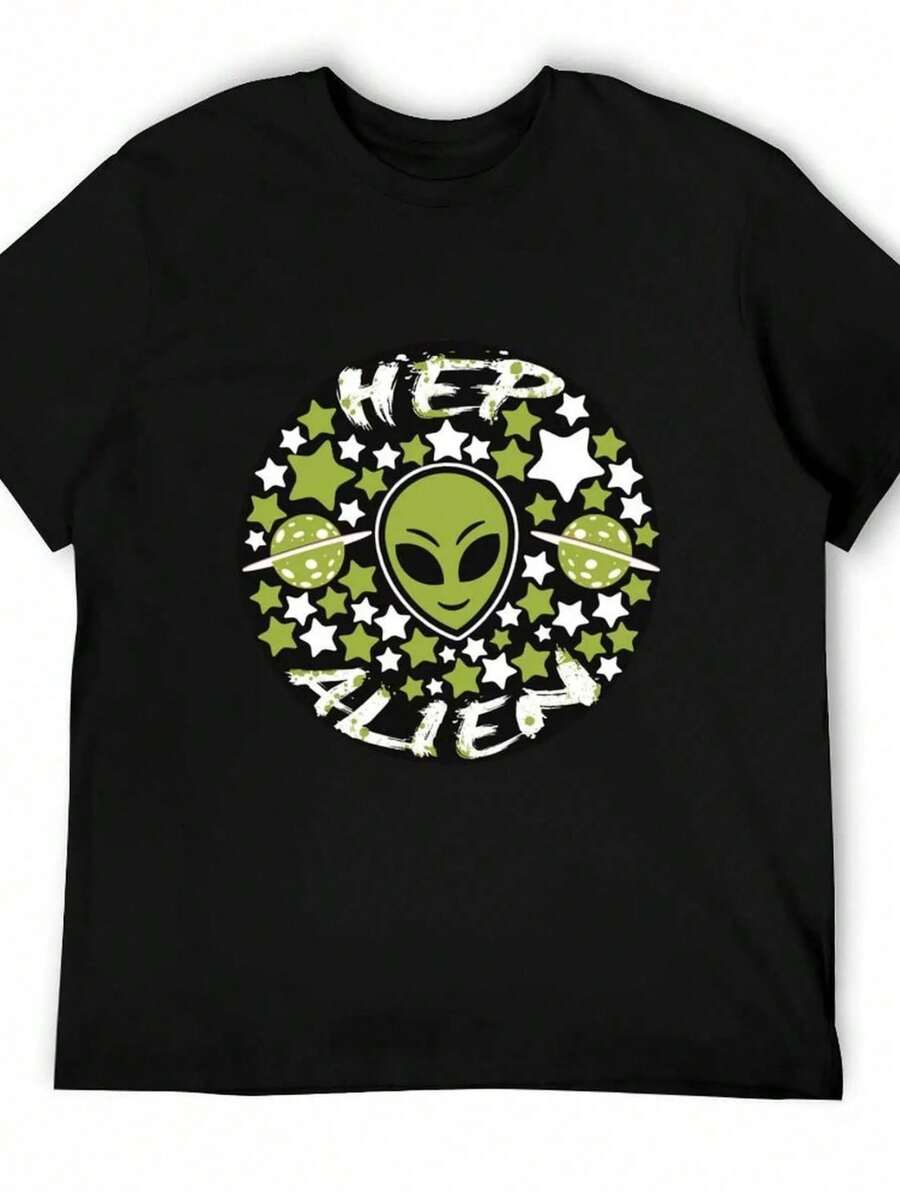 2026 Summer New Arrival [100% Cotton] Hail Sleigher T-Shirt, Men's Printed T-Shirts, Men's Anime T-Shirts, Men's T-Shirts, White T-Shirt Pack..Loose, Casual, Fashionable, Suitable For Commuting, Daily Wear - 黑色 9 - 查看 1