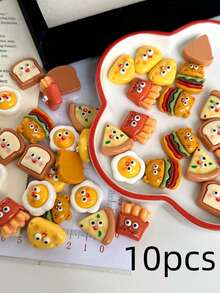 10/30pcs Mini French Fries & Burger Accessories - Cute Food Themed Slime Beads, Suitable For Handmade Crafts, DIY Decorations, Fridge Magnets - Vibrant Colors, Durable Plastic Accessories, French Fries Themed Small Accessories - Multicolor - View 5