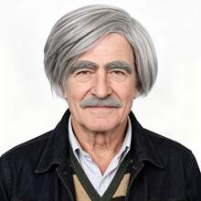 10 Inch Short Grey Straight Hair Men's Cosplay Wig, With Eyebrows And Beard, Suitable For Elderly Cosplay, Holiday Party, Anime Manga Cartoon Costume, Heat-Resistant Premium Synthetic Fiber Wig, With Bangs - Grey - View 5