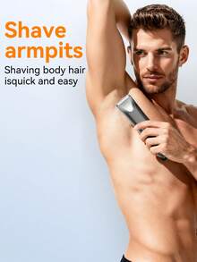 Multi-Purpose Body Hair Trimmer,Hair Clipper,Men's Body Groomer - USB Rechargeable With Long Strip Push-Button Design, Compact & Easy To Use - Black - View 3